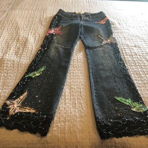 Butterfly beaded jeans